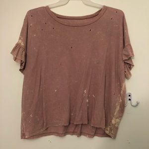 Blush Distressed Short Sleeve